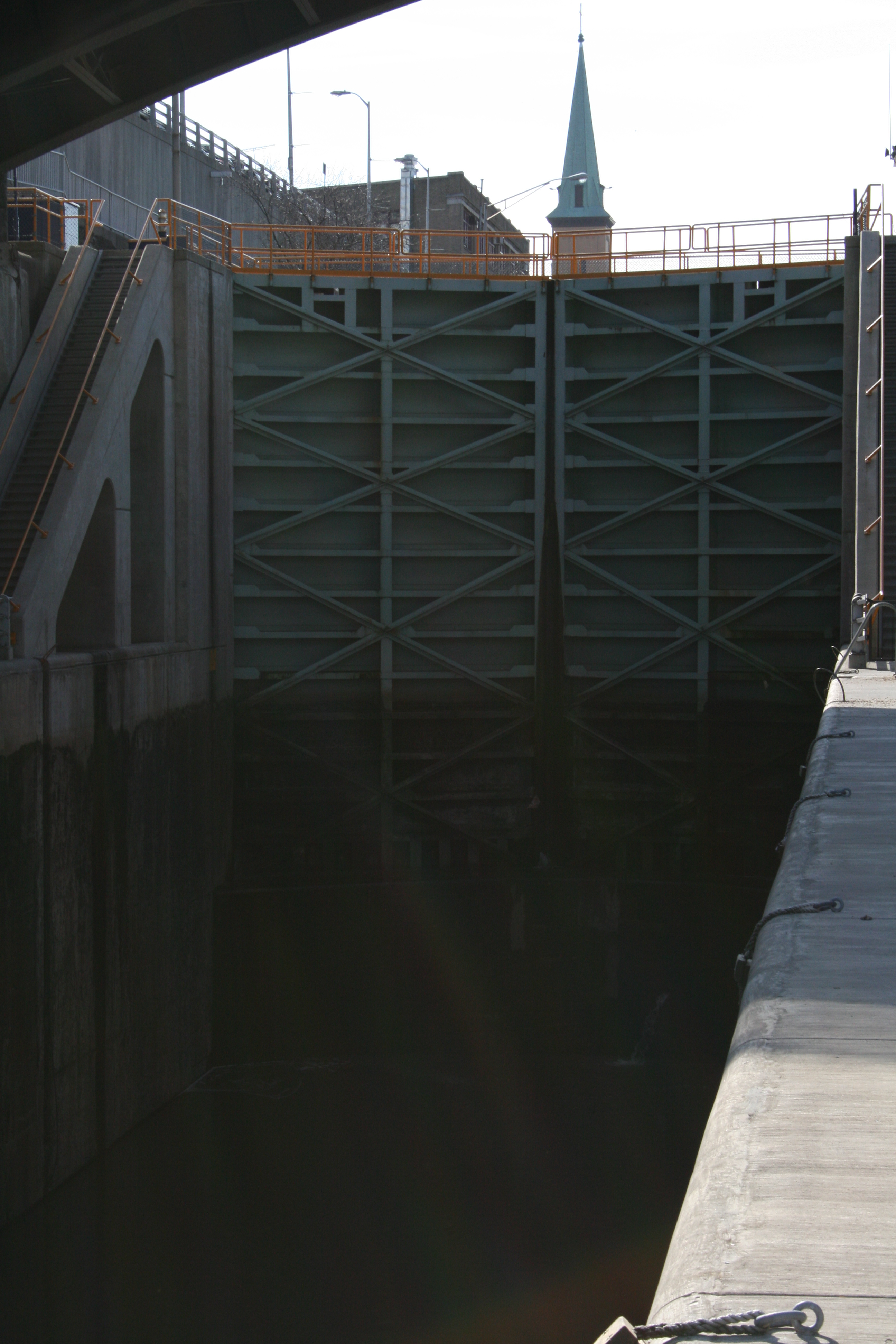 Erie Canal Locks and Downtown Lockport NY